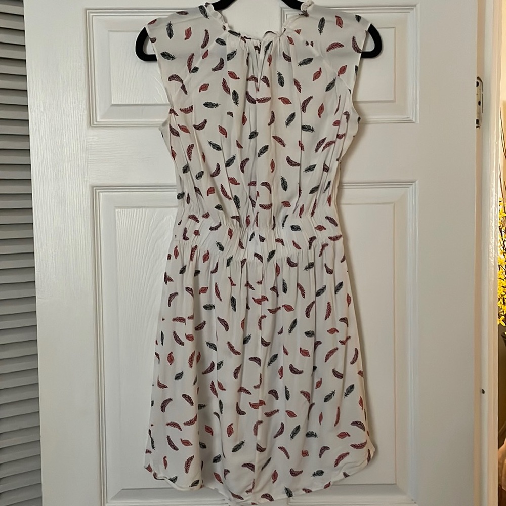 White Feather Print Dress
